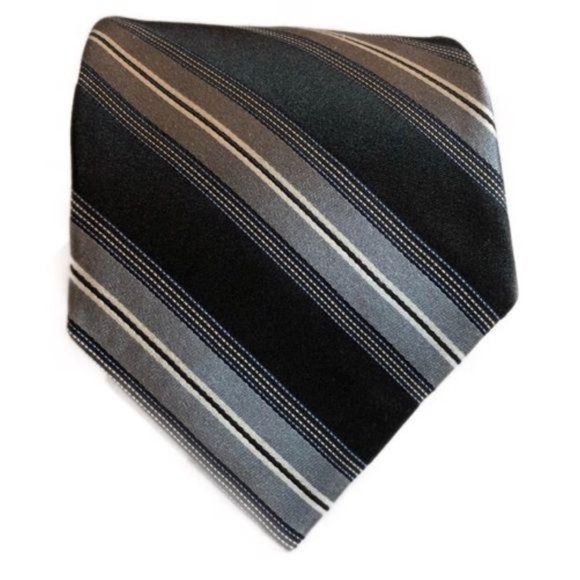 Cremieux Collection Handmade Silk Diagonal Stripe Neck Tie Black Office Career - Picture 8 of 12
